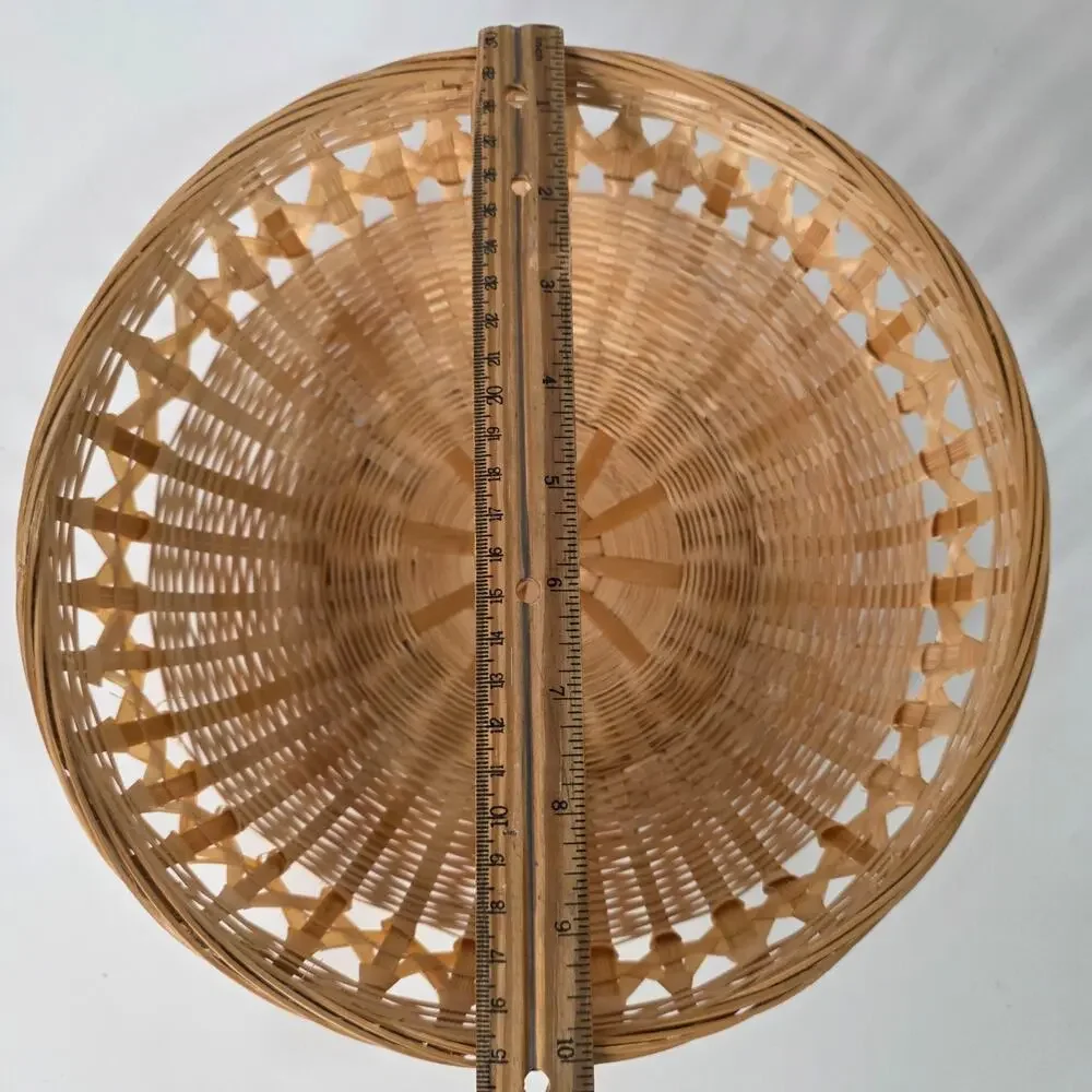 Natural Woven Wicker Basket 10in Round Boho Farmhouse Bread Fruit Decor